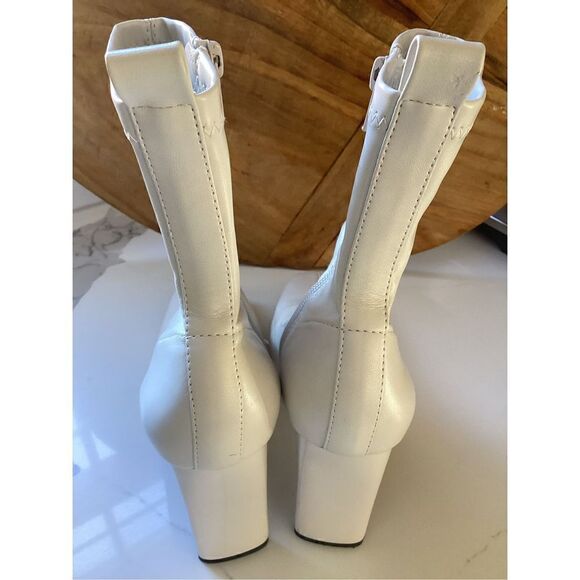 Zara Womens Euro Off White Mid Height 4” Boot Sz 38 (7.5) Zip Closure - Picture 6 of 14